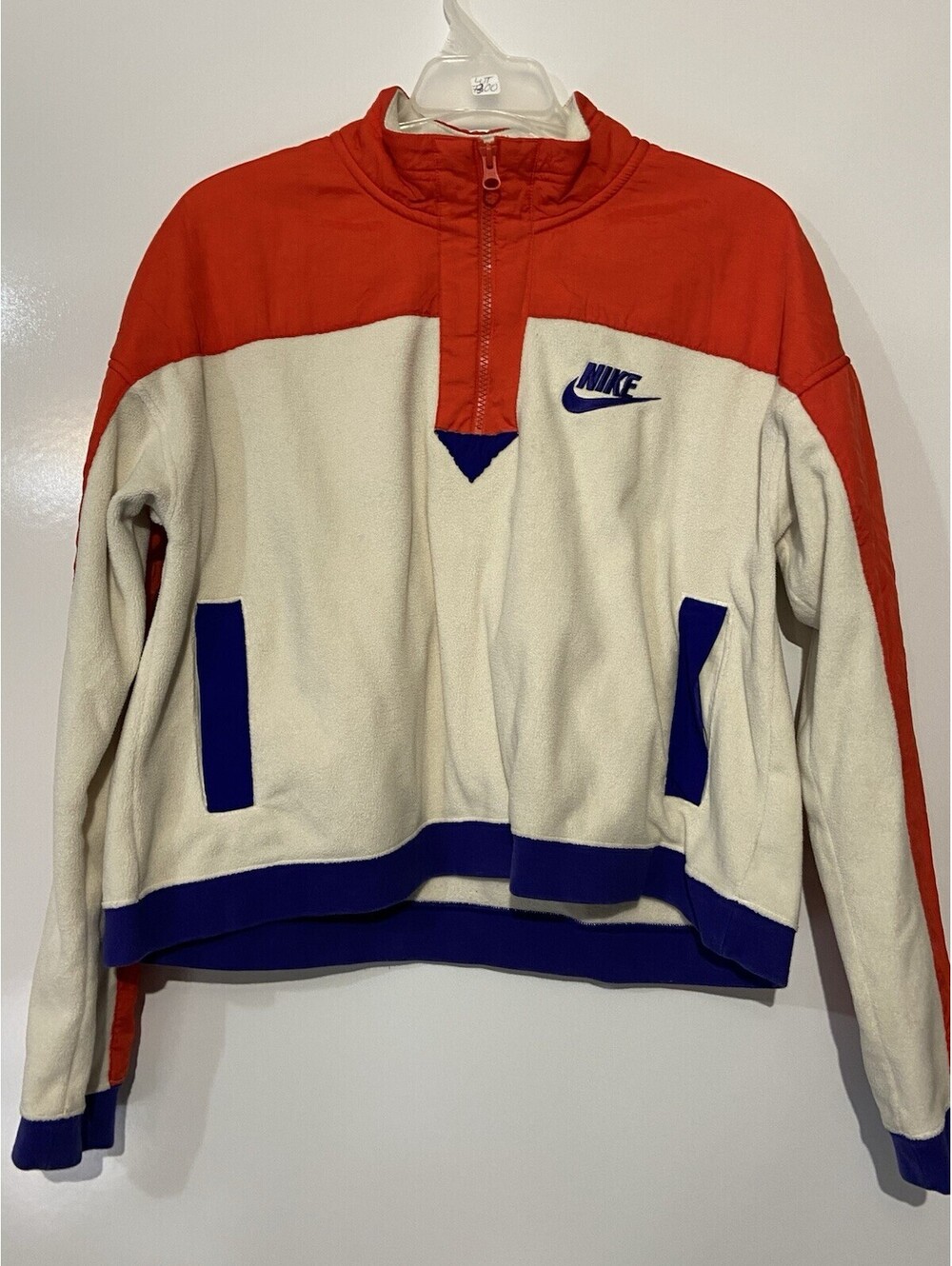 Womens NIKE Multicolor Half Zip Cropped Fleece Jacket Sz L CJ4927